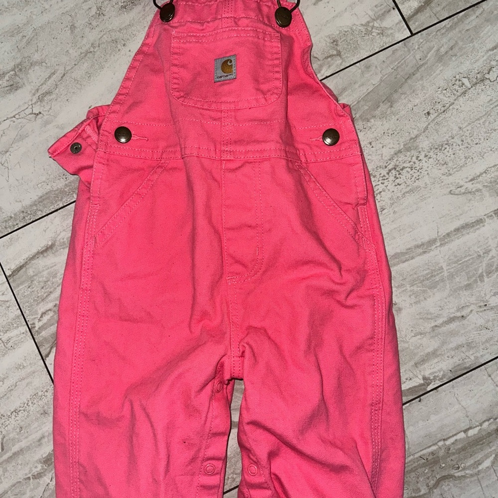 Carhartt Bright Pink Overalls with Button Detail